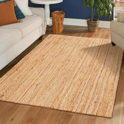 Hausattire Hand Woven Jute Braided Rug, 3'x5' – Natural, Reversible Boho Entry Area Rugs for Kitchen, Living Room I Farmhouse Indoor Outdoor Decorative Floor Rug, 36x60 Inches