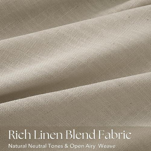 Taupe Linen Pinch Pleated Curtains 63 Inch Length 2 Panels for Living Room | Taupe, Modern, 63 Inch Long, Light Filtering, Privacy, Bedroom, Living Room, Burlap Textured, Memory Shape, Boho Modern