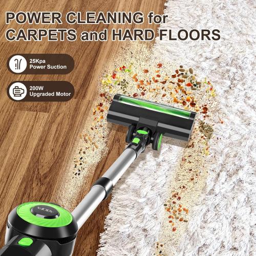 Cordless Vacuum Cleaner, 8-in-1 Stick Vacuum Cleaner with Super Suction, 30Kpa Powerful Suction Vacuum with 60 Mins Runtime Detachable Battery, Vacuum Cleaners for Hardwood Floor Pet Hair，Green