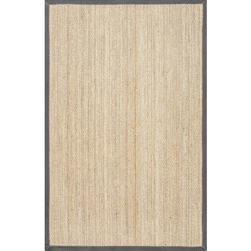 nuLOOM 2x8 Elijah Seagrass Area Rug, Dark Grey, Solid Farmhouse Style, Cotton Bordered, Basketweave, Natural Fiber, For Bedroom, Dining Room, Living Room, Hallway, Office, Kitchen, Entryway