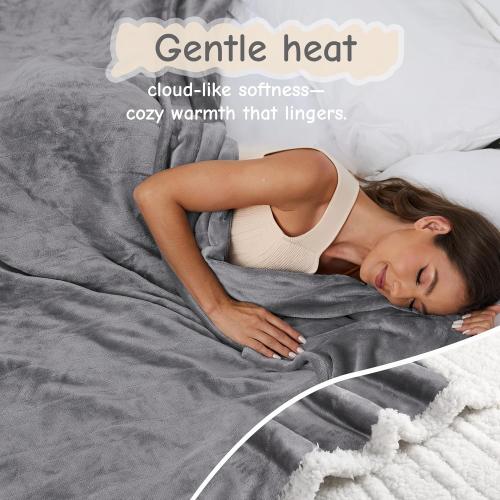 Electric Heated Blanket Full Size 72x84, Soft Flannel with Overheat Protection, 9 Adjustable Heat Settings & 10-Hour Auto-Off Timer, Fast Heating for Winter Comfort, Light Gray
