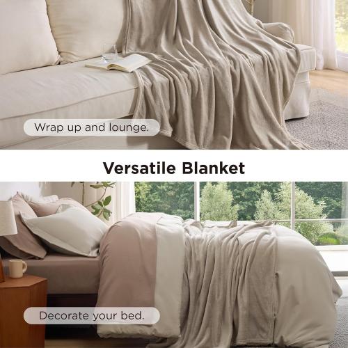 Bedsure Queen Comforter Set Beige, 8 Pieces Prewashed Queen Size Bed in a Bag with Soft Fleece Bed Blanket, Down Alternative Bedding Set for All Seasons, Sheets, Pillowcases & Shams