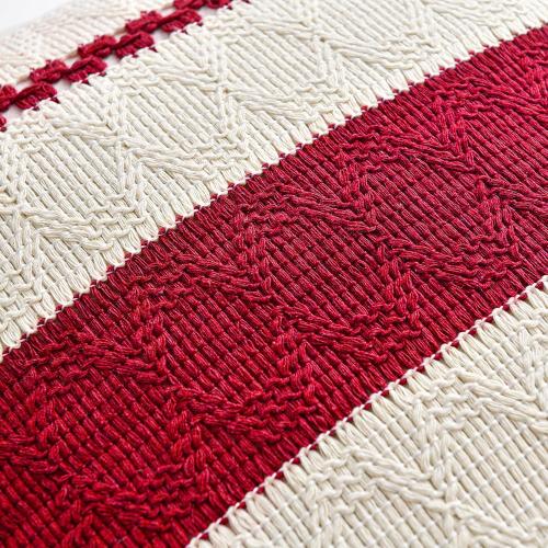 Fancy Homi Set of 2 Boho Red Decorative Throw Pillow Cover 18x18 Inch for Couch Bed Sofa, Aesthetic Modern Organic Farmhouse Home Decor, Soft Cotton Cute Accent Macrame Woven Cushion Case