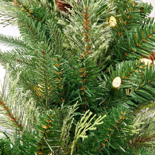 9Ft Pre-lit Christmas Garland with 50 LED Lights Battery Operated,Holiday Decoration Stairs Wall Mantle Door Indoor Outdoor