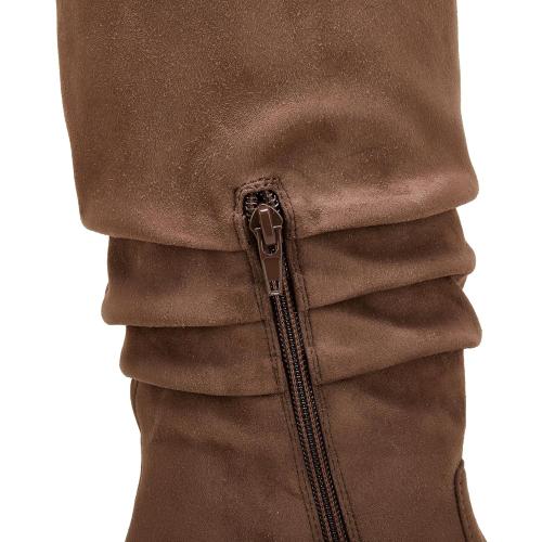 Size 7 Huiyuzhi Womens Pointed Toe Mid Chunky Heel Side Zipper Knee High Boots Tall Booties