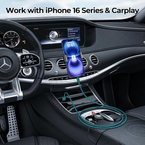 Basesailor for iPhone 17 16 Pro Max Car Carplay Cable 3Pack 3.3/6.6/10FT,USB A to USB C Car Charger Cord for iPad 10 Air 4 5,Mini 6 7,Apple 15 Plus,Samsung Galaxy S24 S25,Z Flip Fold,A54 A53 A52 A51
