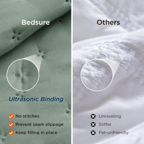 Bedsure Quilt - Sage Green Bedspread & Lightweight Comforter, Modern & Boho Coverlet with Clover Pattern, Ultra Soft All-Season Bedding