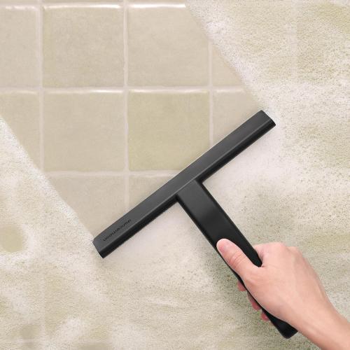 dancemoon JustHang Shower Squeegee for Glass Doors, All-in-One Piece Silicone Squeegee with Built-in Hook for Bathroom, Window, Mirror, Tile Wall, Car, Streak-Free Bathroom Cleaner Tool,10 Inch Black***