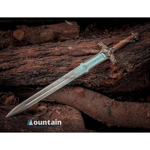Mettleive | Conan The Barbarian Father Sword Full Tang Conan Real Atlantean Barbarian Destroyer Conquering Double Edge Two Sided Cold Steel Sword