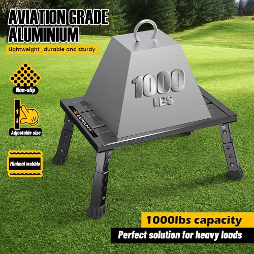 Adjustable RV Step Stool, 3-Step Height Adjustment, Foldable Legs, Wide Anti-Slip Surface,Supports Up to 1,000 lb, Premium Aluminum Construction Easy to Carry