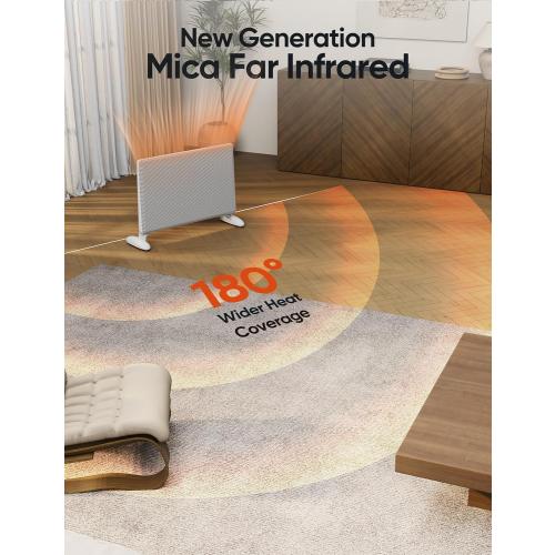 Ballu Mica Infrared Space Heater Indoor Use,Large Room Panel Heater with Programmable Thermostat,WiFi App Control,Portable Stand or Wall Mount,Energy Efficient Smart Quiet Heater,Work with Alexa,White