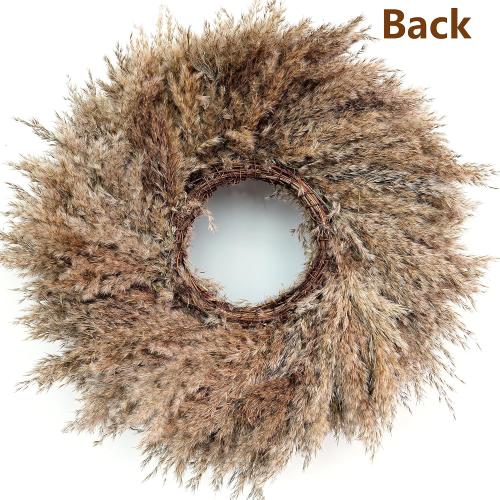 Brown 20 Natural Pampas Grass Wreath, 20'' Real Pampas Wreath for Front Door, Boho Wall Decor, Farmhouse Style, DIY Arrangement, Feather Wall Decor