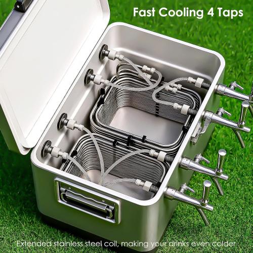 Stainless Steel Draft Beer Jockey Box Cooler with 4 Taps