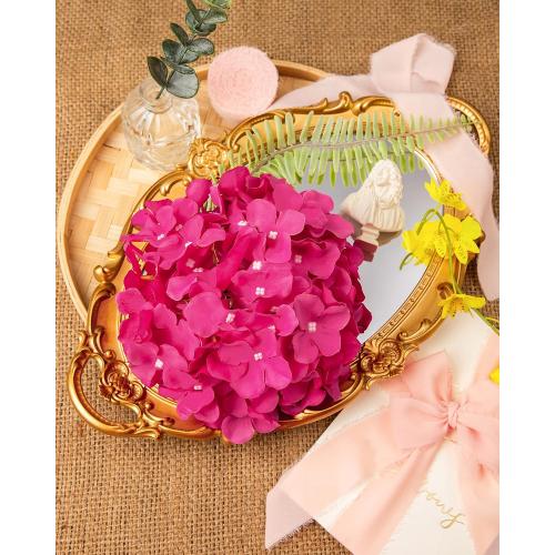 Pink 6 pack DuHouse 8.7 Silk Hydrangea Flower Heads with Stems Fake Hydrangeas Flowers for DIY Wedding Centerpiece Home Decor,Pack of 6(Fuchsia)