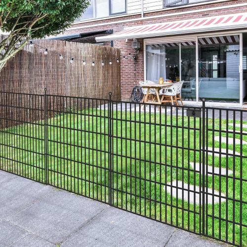 10 Panels No Dig Garden Fence with Gate, 32 in(H) X24.2 ft(L) Metal Fence Panels, Thickened Rustproof Garden Fencing, Animal Barrier Fence for Dogs, Rabbits, and Patio