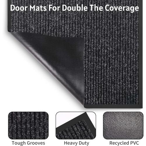 Front Door Mat Indoor Outdoor Entrance Size, 36 x 72 All-Season Heavy Duty Waterproof Doormat, Non-Slip Absorbent Entryway Mat, Easy to Clean, Low Profile Commercial Floor Mat for Indoor Outdoor