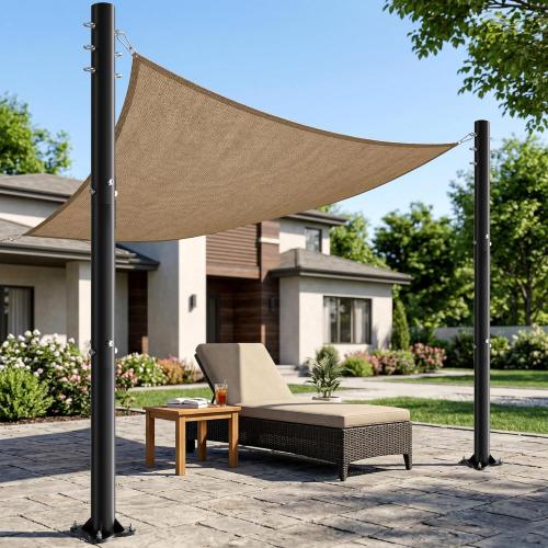 Cofiyard 2 Pack Sun Shade Sail Poles, 10 FT Sun Shade Poles, 2.6'' Diameter Steel Heavy Duty, Wind Resistant Shade Sail Pole with Mounting Hardware for Outdoor Shading in Ground Patio Garden Deck