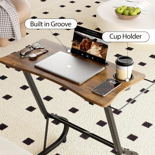 GRLEAF Adjustable Height Standing Desk for Walking Pad Treadmill, Desk for Laptop with Cup Holder, Desk for Bike/Cycling, Used for Bedrooms and Offices (Rustic Brown)