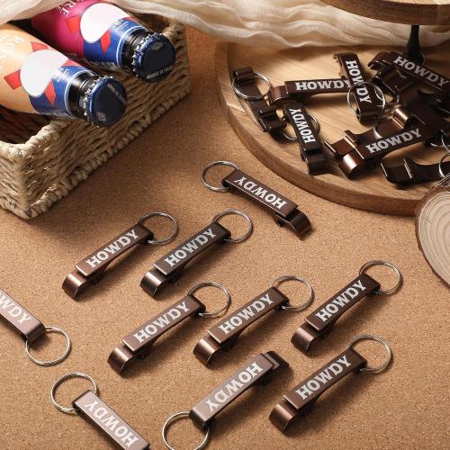 Junkin 30 Pcs Western Cowboy Party Favors Howdy Metal Bottle Opener Keychain Bulk Western Cowgirl Theme Favors for Wild West Derby Last Rodeo Bar Birthday Wedding Bridal Shower Gift Souvenirs (Brown)