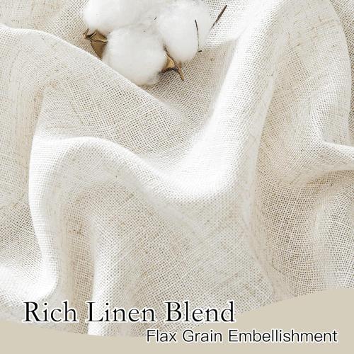 RYB HOME 108 inch Curtains - Flax Linen Blend Semi Sheer Light Glare Filtering Extra Long Drapes for Living Room Dining Doorway Farmhouse Office Sunroom, Linen, Wide 52 by Long 108, 2 Panels