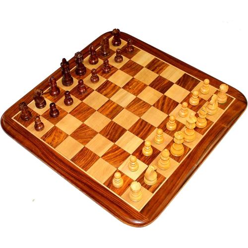 StonKraft 21 X 21″ Collectible Acacia Wood Chess Game Board Set Wooden Crafted Pieces