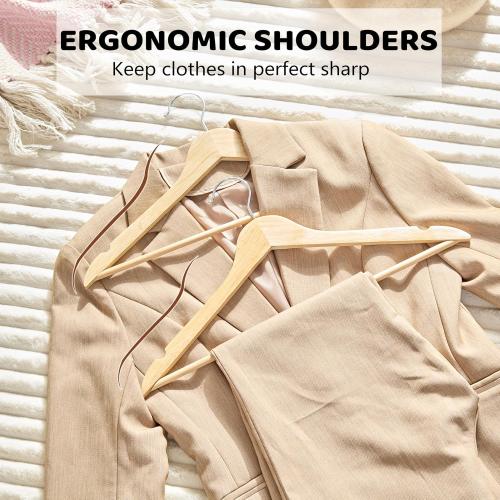 Wooden Hangers 20 Pack, Durable Wood Hangers with 360° Swivel Hook & Notches, Slim Coat Hanger Wooden for Closet, Natural