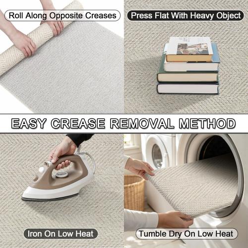 Ultra Thin Indoor Door Mat 24x36, Washable Door Mat Indoor Entrance, Non Slip Rubber Backing Doormat Low-Profile Inside Entryway Mat, Unique Herringbone Design Entry Mat, Khaki (FOLD)