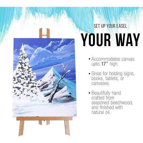 U.S. Art Supply 18 Large Tabletop Display Easel - Beechwood Artist A-Frame Display Stand, Wooden Easel for Painting, Canvas Stand, (Pack of 1) Classrooms Events Photo Picture Sign Holder