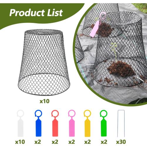 Anothera 10Pcs Chicken Wire Cloche Plant Covers, 9.2×9.2 Inches Plant Protectors from Animals, Metal Garden Plant Cages for Outdoor Plants, Keep Rabbits, Squirrels, Birds Out