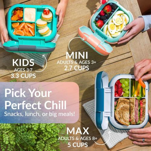 Bentgo Chill Max Leak-Proof XL Lunch Box - Included Ice Pack Keeps Food Cold; 5-Cup Capacity for Adults & Ages 8 , 3 or 4 Compartment Bento Box, BPA-Free, Dishwasher Safe (Lavender & Peach Blossom)