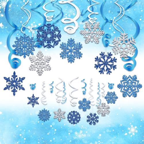 Winter Wonderland Party Decorations,Winter Decorations,Snowflake Hanging Swirl Decorations,Snowman Party Streamers for Birthday Theme Party Together Baby Shower