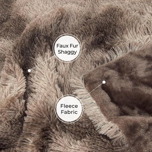 Tuddrom Decorative Extra Soft Faux Fur Throw Blanket,Solid Reversible Fuzzy Lightweight Long Hair Shaggy Blanket,Fluffy Cozy Plush Fleece Comfy Microfiber Fur Blanket for Couch Sofa Bed,Tie Dye Brown