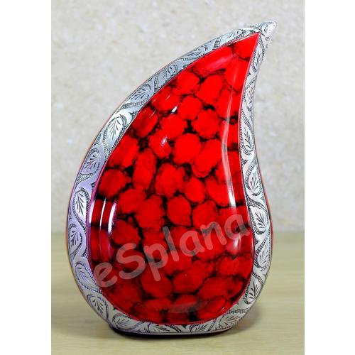 Color red eSplanade Teardrop Cremation Urn Memorial Container Jar Pot | Cremation urn | Metal urn | Burial urn (Fiery Red)