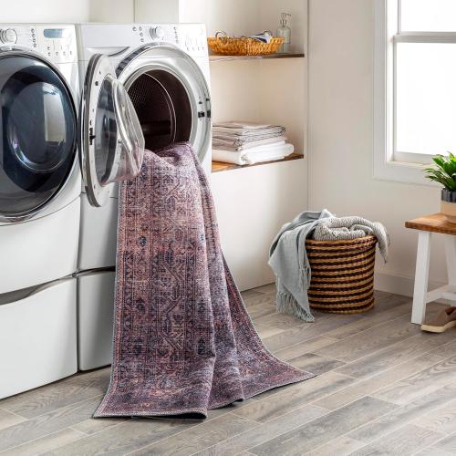 Mark&Day Washable Rugs, 5x7 Hayri Traditional Plum Area Rug, Purple Beige Carpet for Living Room, Bedroom or Kitchen (5'3 x 7'3, Machine Washable)