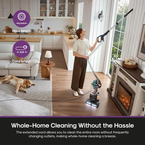 Eureka FlexReach Plus Bagless Upright Vacuum Cleaner for Home,Pet Vacuum for Carpet and Hard Floor, Lift-Up Vacuum with Flooring Type Sensor, HEPA Filter,Anti-Tangle, ‼️color is blue it’s medium dirt needs cleaning ‼️