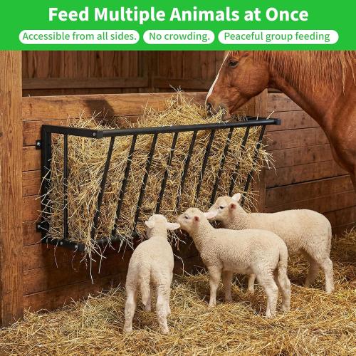 Wall Mount Hay Rack for Goats, Sheep, Horses – Heavy Duty 25 Gallon Livestock Hay Feeder, Hanging Blanket Holder with Rust Resistant Coating, Space Saving Farm Goat Feeder for Indoor, Outdoor Use