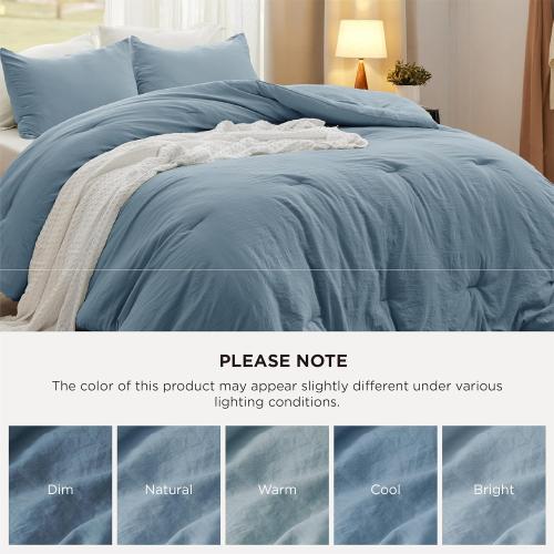Bedsure King Comforter Set, Dusty Blue Soft Prewashed Bedding for All Seasons, 3 Pieces GentleSoft™ Bed Set, 1 Lightweight Comforter (104x90) and 2 Pillowcases (20x36)