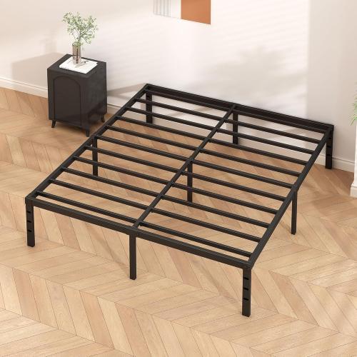 Metal Platform Bed Frame 16 Inch Tall,No Box Spring Needed,Queen Size Bed with Heavy Duty Strong Support Slats,Easy to Assemble,Black