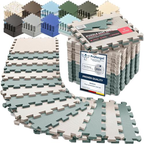 bemaxx Gym Mats Set - EVA Interlocking Foam Floor Tiles (12.6x12.6x0.4) Protective Gym Flooring Sports Home Workout Exercise Mats Puzzle Garage Fitness Play-Room Pool Treadmill Bike, 18 pcs, 18sqft