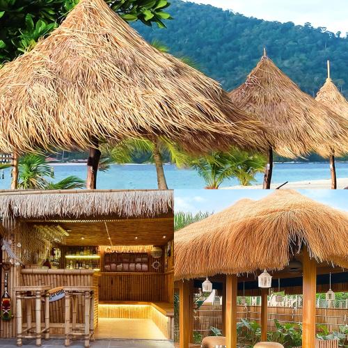 XLX TURF Synthetic Thatch Grass Roof for Western Party Decor Tiki Bar - Fireproof Artificial Hay Straw Roll Barn Wedding DIY Crafts Birthday Background Garden Fence Patio -