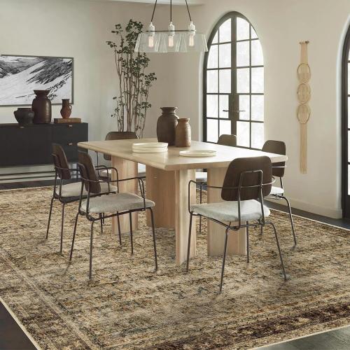 Area Rug 8x10 Washable Rug Brown Vintage Traditional Mat Distressed Indoor Foldable Thin Retro Accent Floral Non Slip Carpet Living Room Dining Room Office