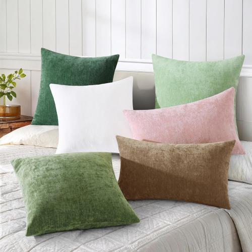 decorUhome Soft Chenille Brown Throw Pillow Covers 20X20 Set of 2