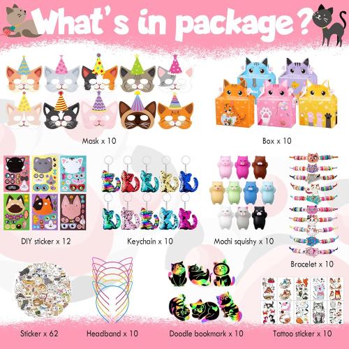 Cat Party Favors for Kids - Cat Themed Birthday Party Supplies Cat Toys Goodie Bag Stuffers Fillers