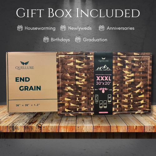 30 x 20 Acacia Wood End Grain Cutting Board Extra Large, XXXL Noodle Board Stove Cover, Heavy-Duty Butcher Block, 3XL Meat Chopping Board, Oversized Turkey Carving Board, Charcuterie Board