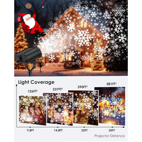Christmas Projector Lights Outdoor, Snowflake Projector Lights Double Head Waterproof, LED Snowfall for Indoor Outdoor Rotating Christmas Decoration for Wedding Yard Holiday Used