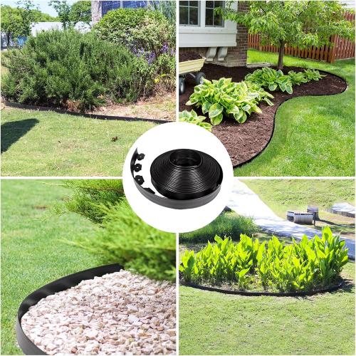 JERIA 2 Inch Tall 200 FT Garden Edging Kit with 240pcs Spikes, Plastic Edging for Landscaping
