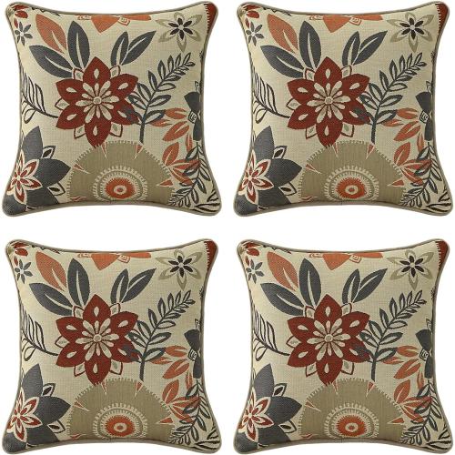 Outdoor Sunbrella Decorative Pillows Pack of 4, 16 x 16 Outdoor Pillow Set for Couch Bed Throw Patio Sofa, Airies Marble