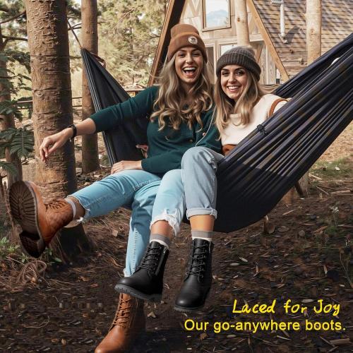 Size 8 Color Black Vepose Women's 903 Combat Ankle Boots, Lace up Comfortable Booties Low Heel