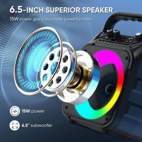 Karaoke Machine, Portable Bluetooth Speaker with 2 Wireless Microphones for Adults & Kids with Lights, Karaoke Microphone with PA System Supports USB/TF/FM/AUX for Home Party Home System Packages
