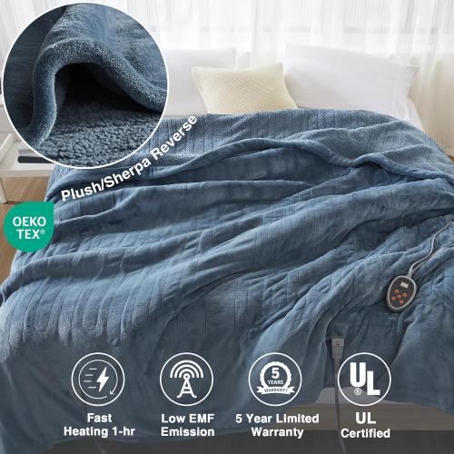 Beautyrest Heated Microlight to Berber Blanket - Twin